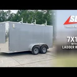 7x14 Enclosed V-Nose Trailer Silver with Ladder Racks (2) 3,500lb Axles -Cheap Trailers Store hqdefault 63 52 1