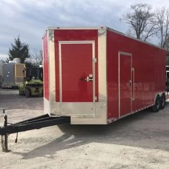 8.5' x 28' Victory Red Porch Style Enclosed Trailer -Cheap Trailers Store img 0099 1