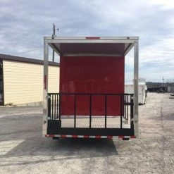 8.5' x 28' Victory Red Porch Style Enclosed Trailer -Cheap Trailers Store img 0104 1