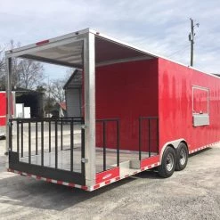 8.5' x 28' Victory Red Porch Style Enclosed Trailer -Cheap Trailers Store img 0105 1