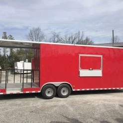 8.5' x 28' Victory Red Porch Style Enclosed Trailer -Cheap Trailers Store img 0106 1