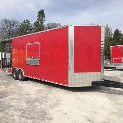 8.5' x 28' Victory Red Porch Style Enclosed Trailer -Cheap Trailers Store img 0107 1