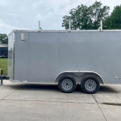 7x14 Enclosed V-Nose Trailer Silver with Ladder Racks (2) 3,500lb Axles -Cheap Trailers Store img 7969 1
