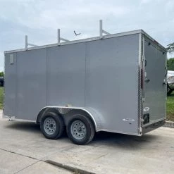 7x14 Enclosed V-Nose Trailer Silver with Ladder Racks (2) 3,500lb Axles -Cheap Trailers Store img 7970 1