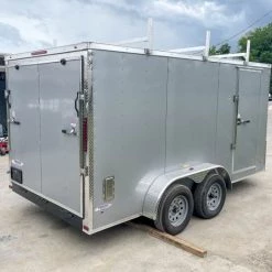 7x14 Enclosed V-Nose Trailer Silver with Ladder Racks (2) 3,500lb Axles -Cheap Trailers Store img 7972 1