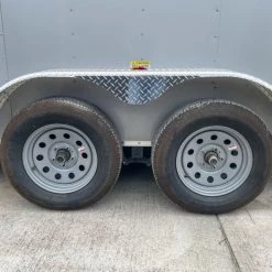 7x14 Enclosed V-Nose Trailer Silver with Ladder Racks (2) 3,500lb Axles -Cheap Trailers Store img 7978 1