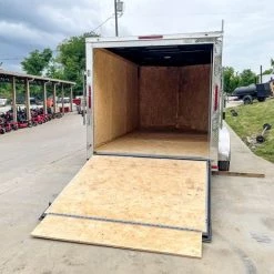7x14 Enclosed V-Nose Trailer Silver with Ladder Racks (2) 3,500lb Axles -Cheap Trailers Store img 7983 1