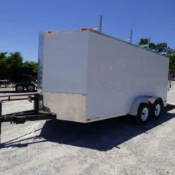 7x14 Enclosed Trailer White V-Nose Ladder Racks (2) 3500lb Axles -Cheap Trailers Store p1250436edited 1