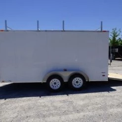 7x14 Enclosed Trailer White V-Nose Ladder Racks (2) 3500lb Axles -Cheap Trailers Store p1250437edited 1