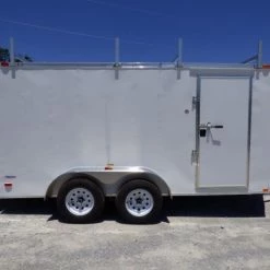 7x14 Enclosed Trailer White V-Nose Ladder Racks (2) 3500lb Axles -Cheap Trailers Store p1250440edited 1