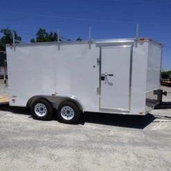 7x14 Enclosed Trailer White V-Nose Ladder Racks (2) 3500lb Axles -Cheap Trailers Store p1250441edited 1
