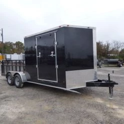 Enclosed Utility Hybrid Trailer 7'x18' with Side Ramp- Lawn Mower Equipment Hauler -Cheap Trailers Store p1330458 1