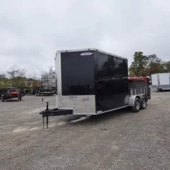 Enclosed Utility Hybrid Trailer 7'x18' with Side Ramp- Lawn Mower Equipment Hauler -Cheap Trailers Store p1330460 1