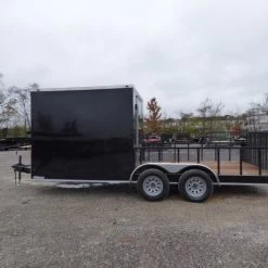 Enclosed Utility Hybrid Trailer 7'x18' with Side Ramp- Lawn Mower Equipment Hauler -Cheap Trailers Store p1330461 1