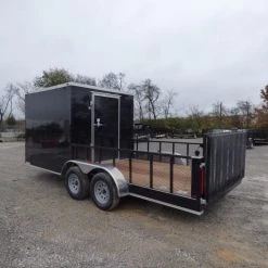 Enclosed Utility Hybrid Trailer 7'x18' with Side Ramp- Lawn Mower Equipment Hauler -Cheap Trailers Store p1330462 1