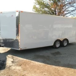 Enclosed Trailer 8.5'x18' White - Car ATV Bike Hauler - 3500 lb Axles